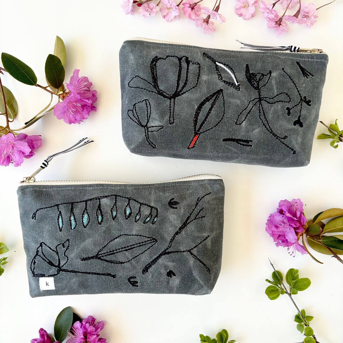 Flora Waxed Canvas Pouch
