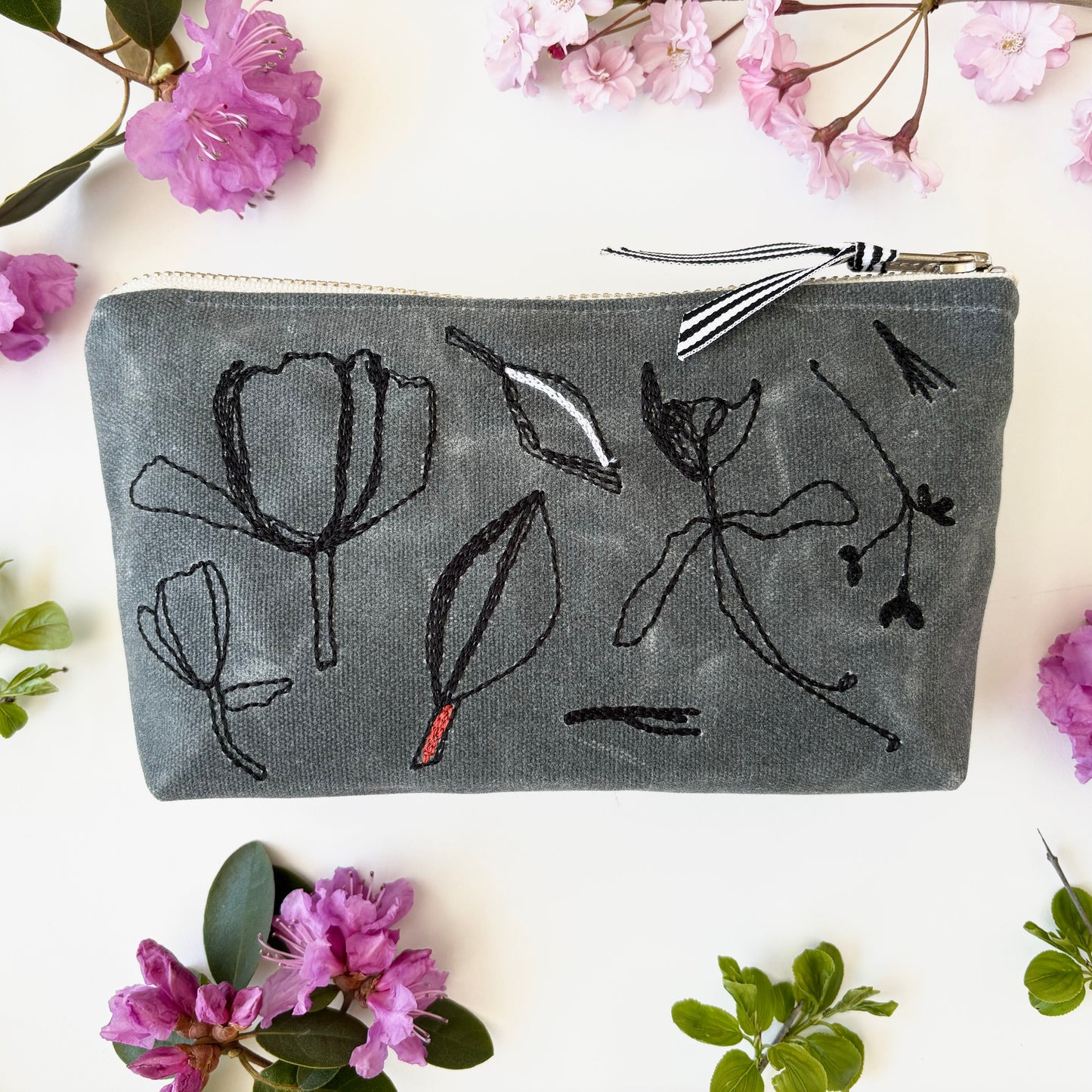 Flora Waxed Canvas Pouch