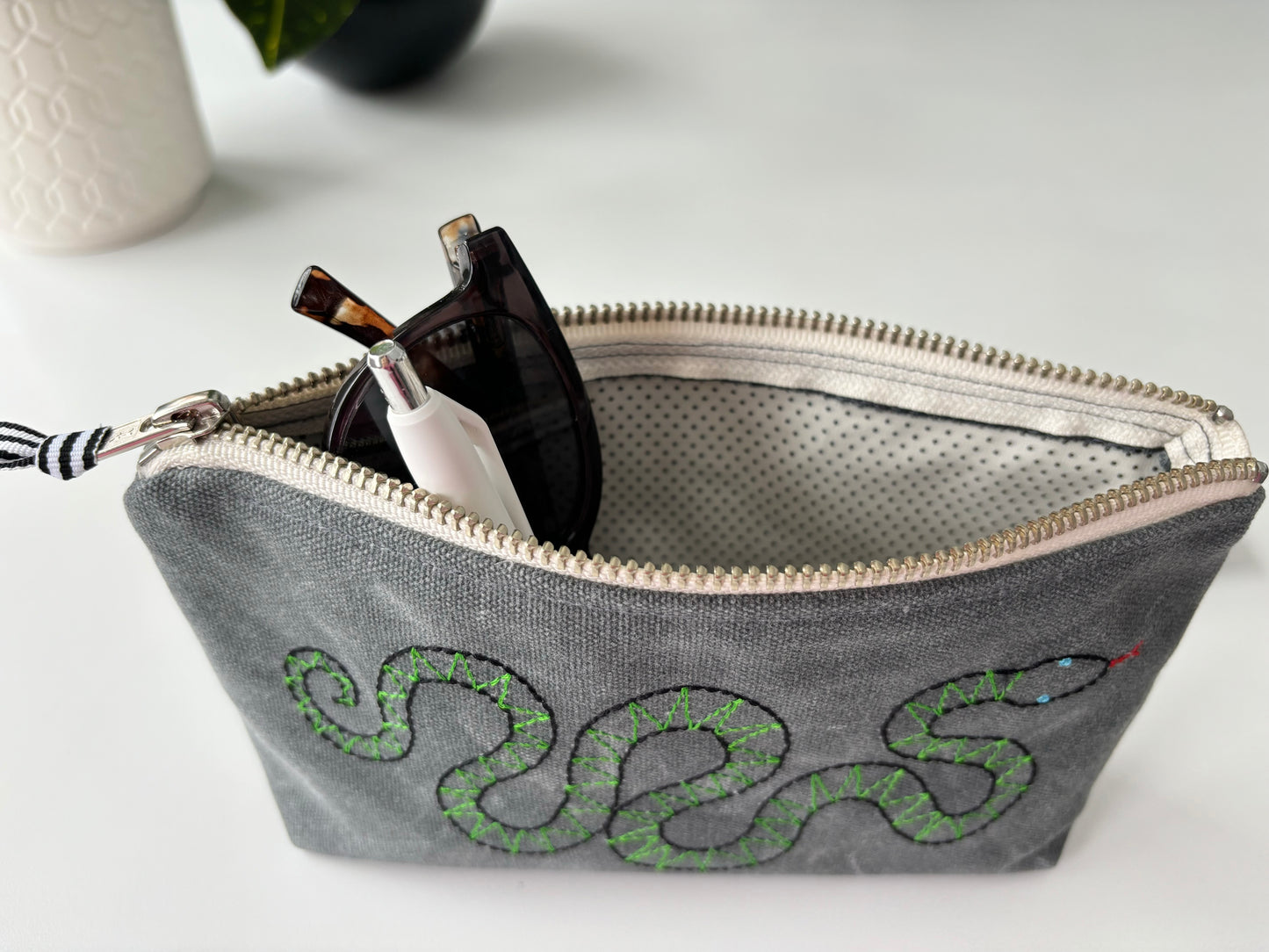 Snake Waxed Canvas Pouch
