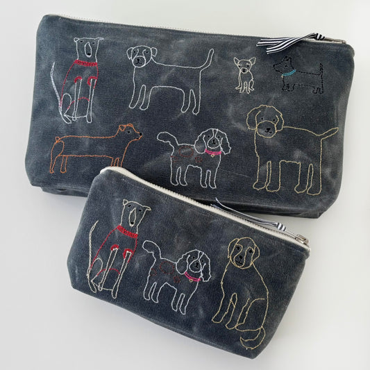 Dogs Waxed Canvas Pouch