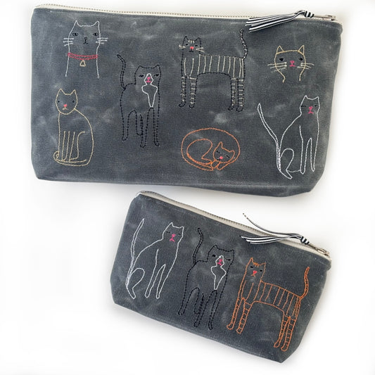 Cats Waxed Canvas Pouch