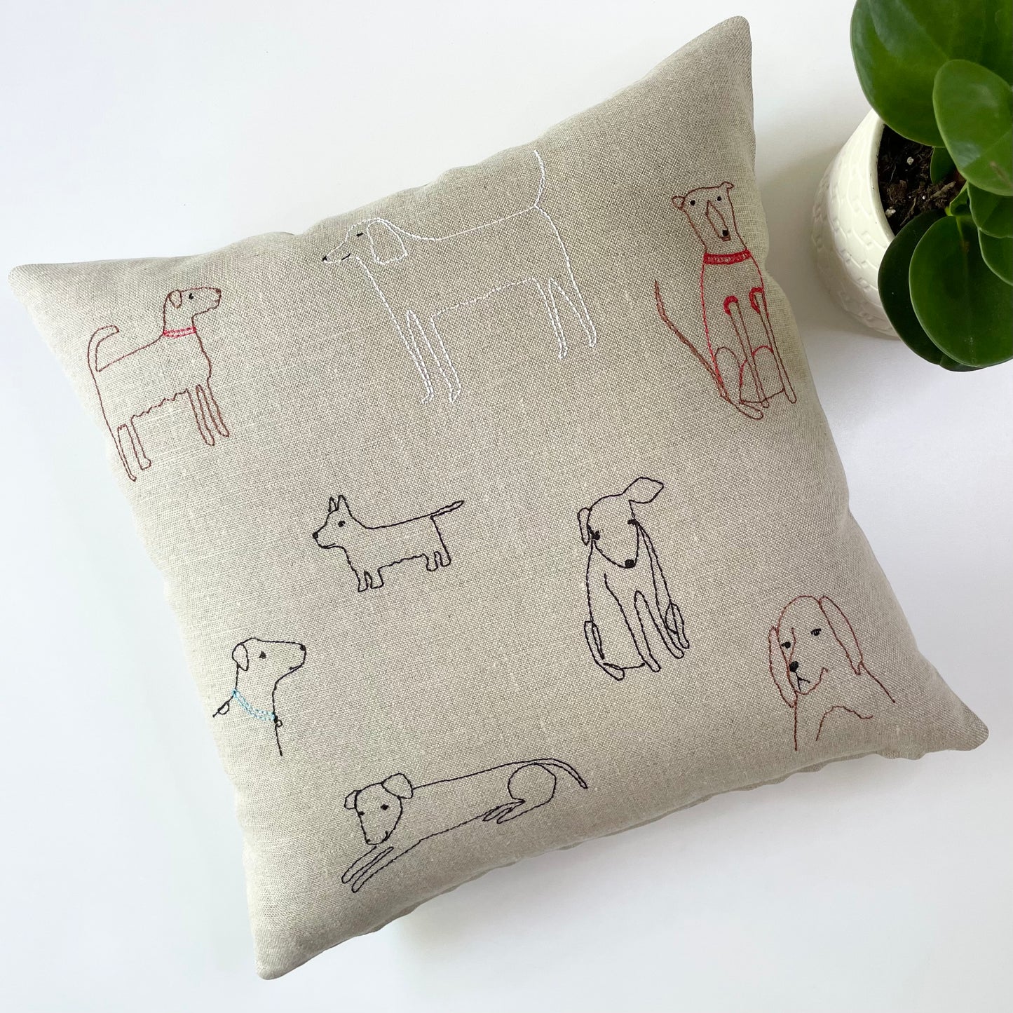 Dogs Pillow, Linen