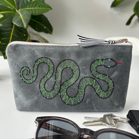 Snake Waxed Canvas Pouch